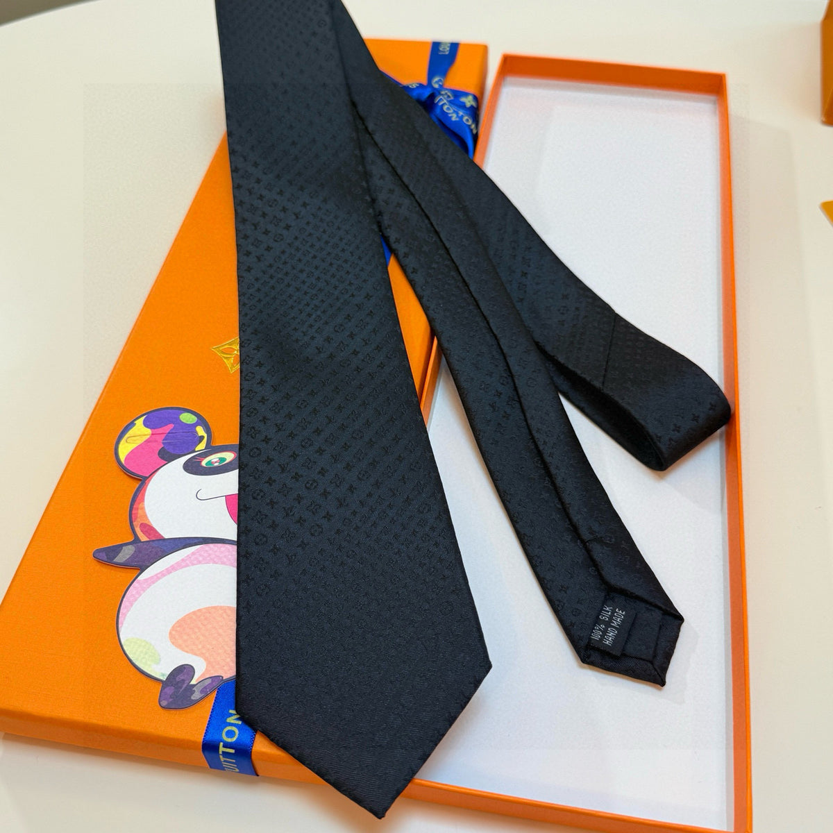 Louis Vuitton Style Men's Textured Silk Tie - Detail Image 8