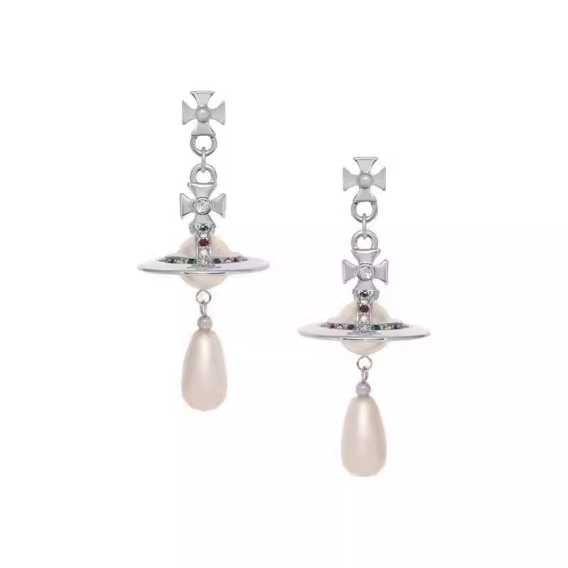 Vivienne Westwood Classic Saturn Orb Pearl Earrings