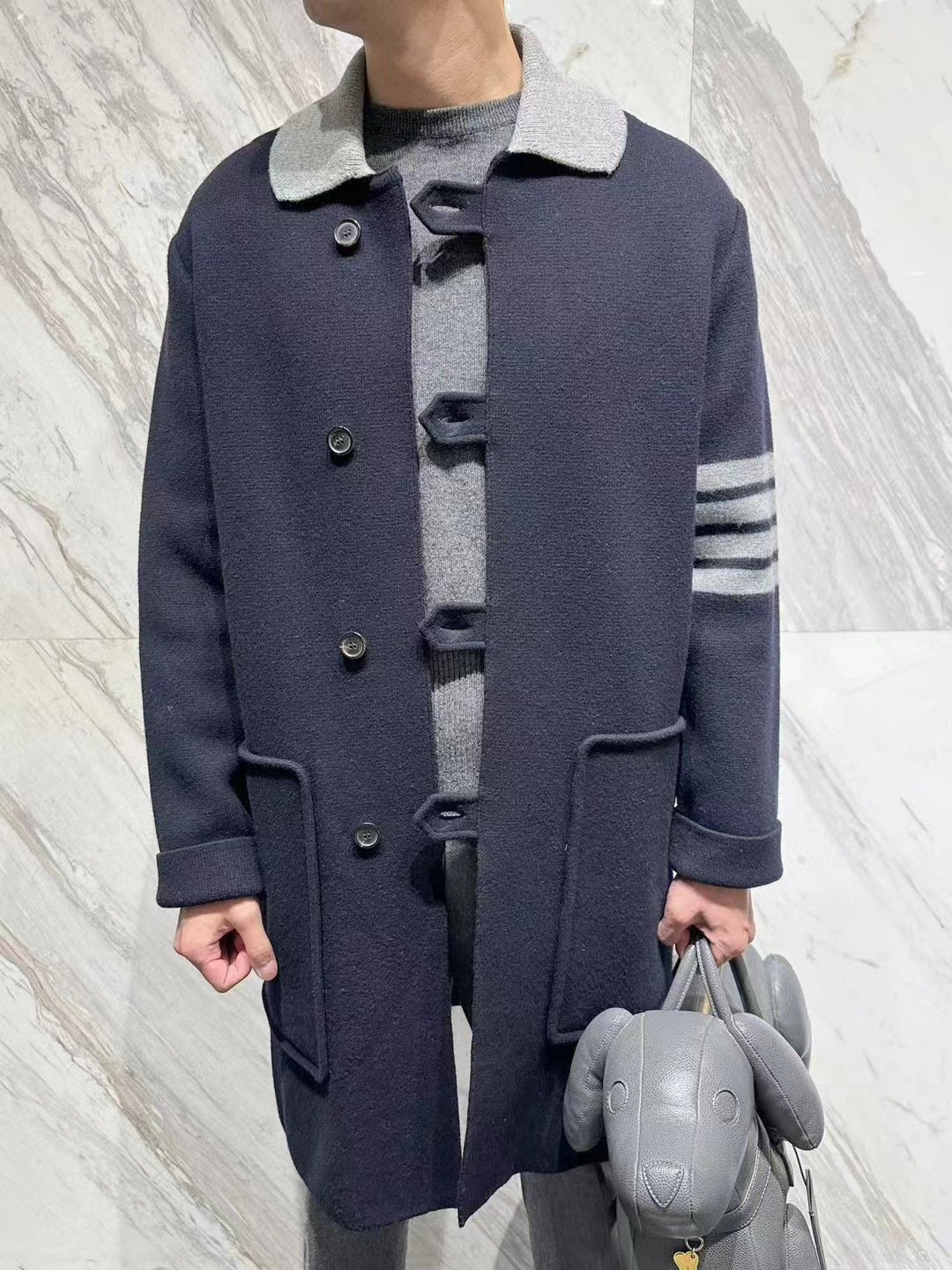 Unisex wool knit coat 