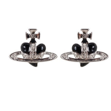Vivienne Westwood Enamel Heart Orb Stud Earrings