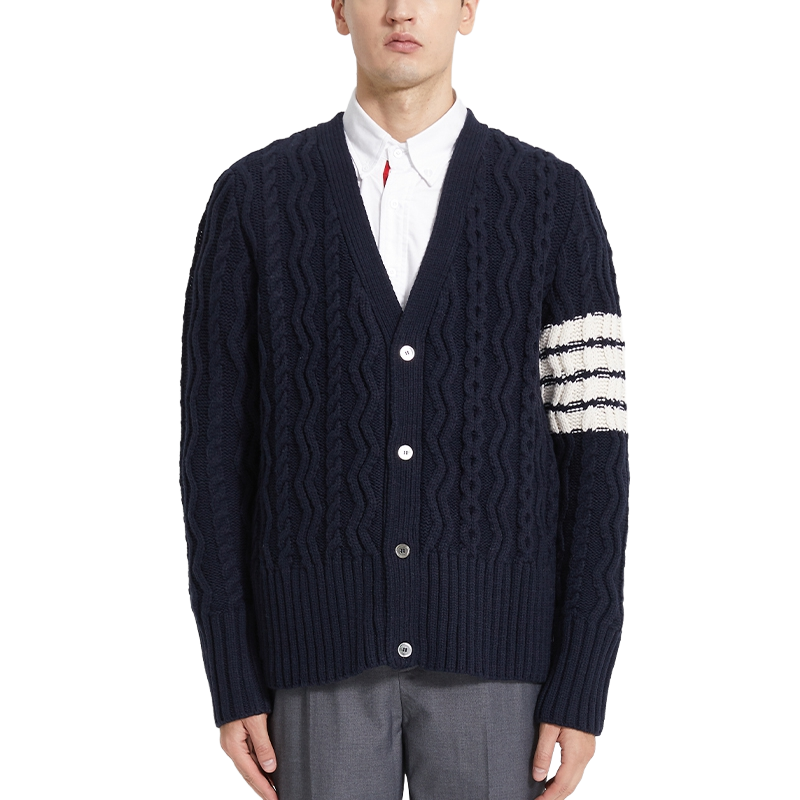 Classic Striped Cable Sweater Jacket  TREND
