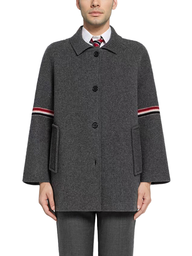 Unisex wool coat with webbing sleeves  TREND