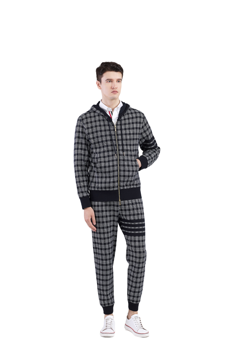 Four-bar striped plaid sweatpants  TREND