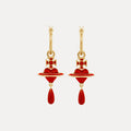 Vivienne Westwood 3D Orb Heart Red Enamel Earrings