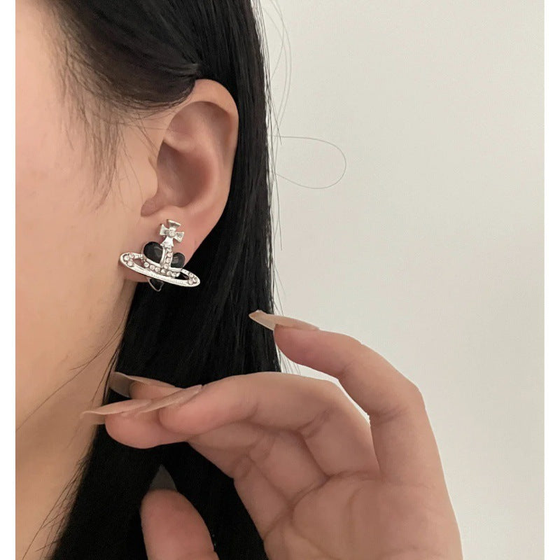 Vivienne Westwood Enamel Heart Orb Stud Earrings