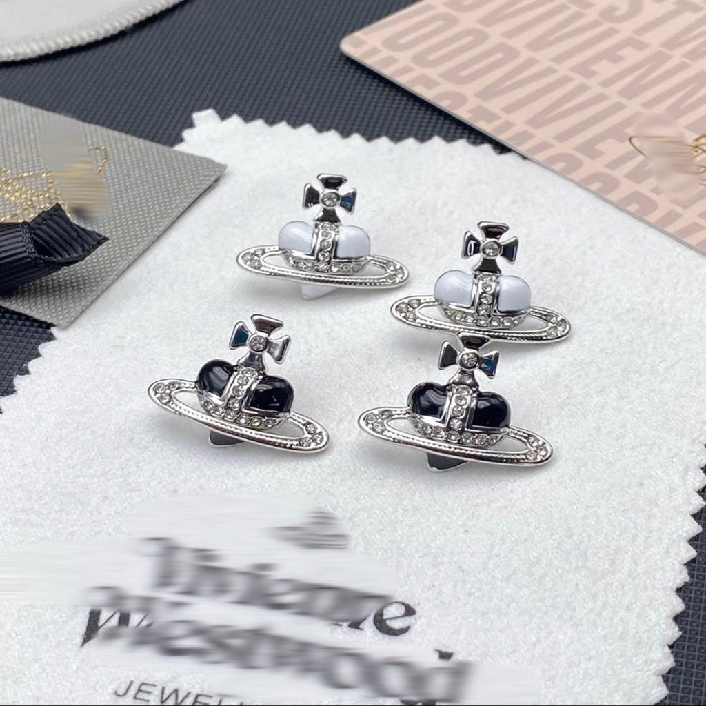 Vivienne Westwood Enamel Heart Orb Stud Earrings