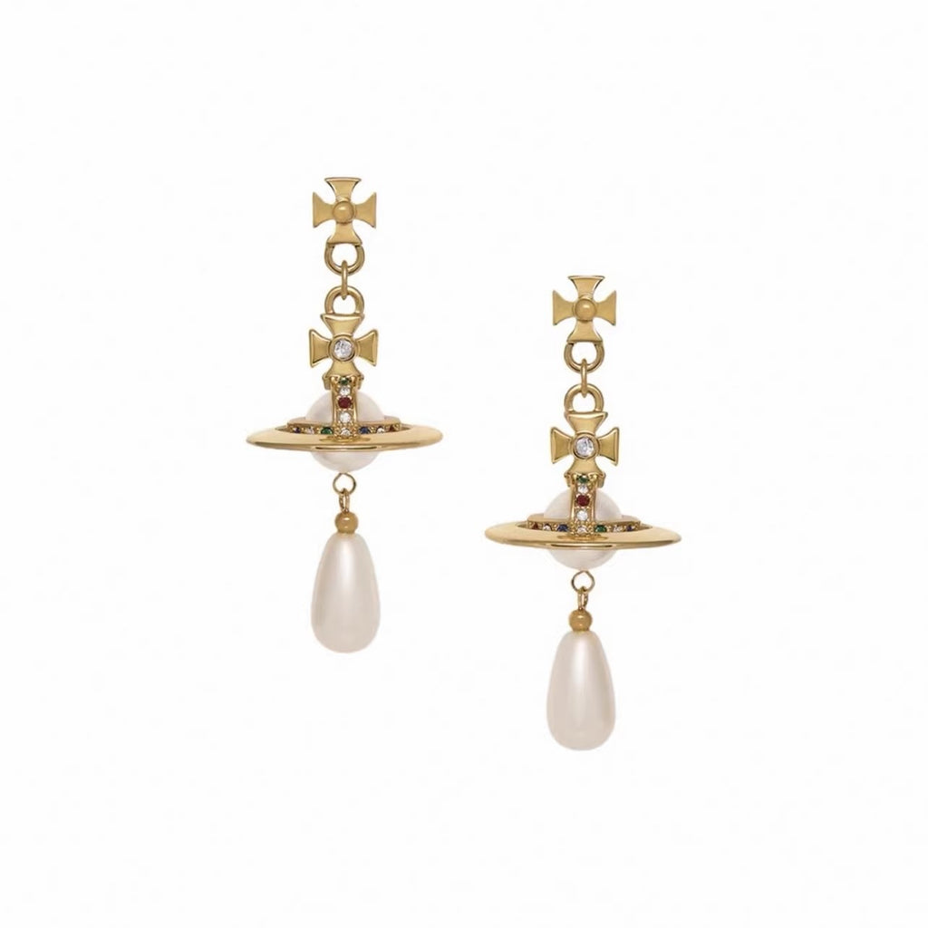 Vivienne Westwood Classic Saturn Orb Pearl Earrings