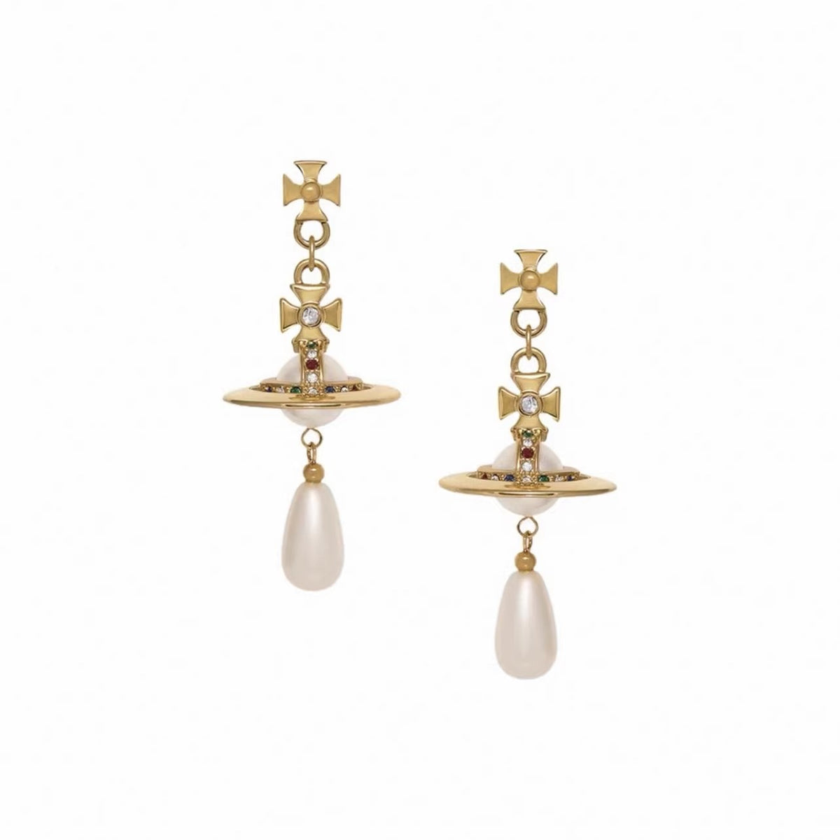 Vivienne Westwood Classic Saturn Orb Pearl Earrings