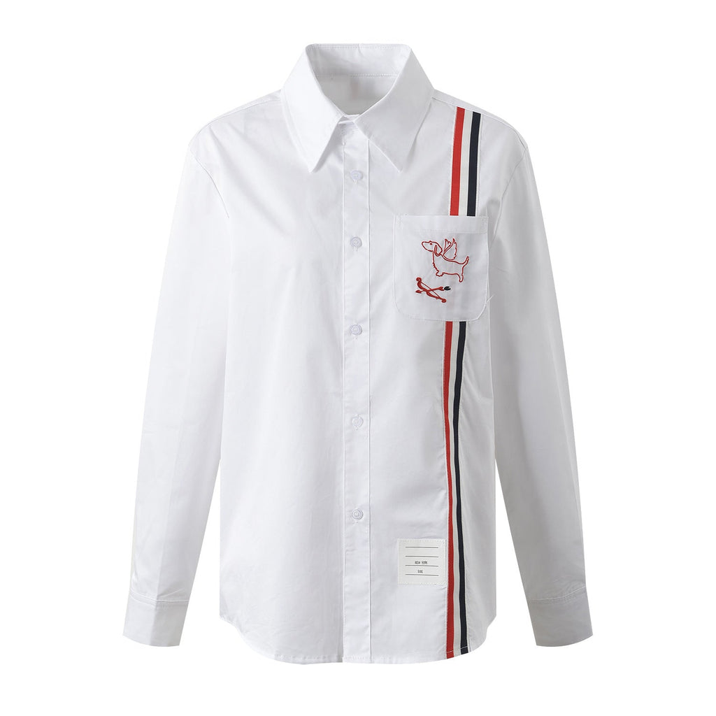 Women's dog embroidered shirt