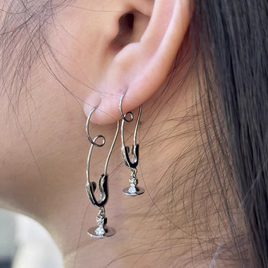 Vivienne Westwood 3D Orb Safety Pin Earrings