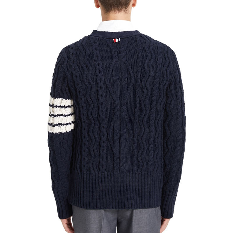 Classic Striped Cable Sweater Jacket  TREND