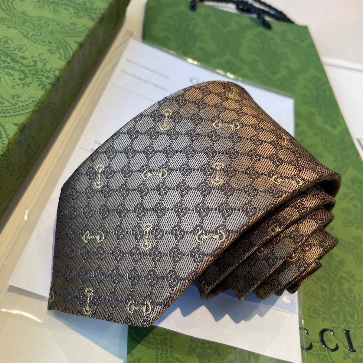Gucci Style Men's GG Diamond Jacquard Silk Tie - Main Image