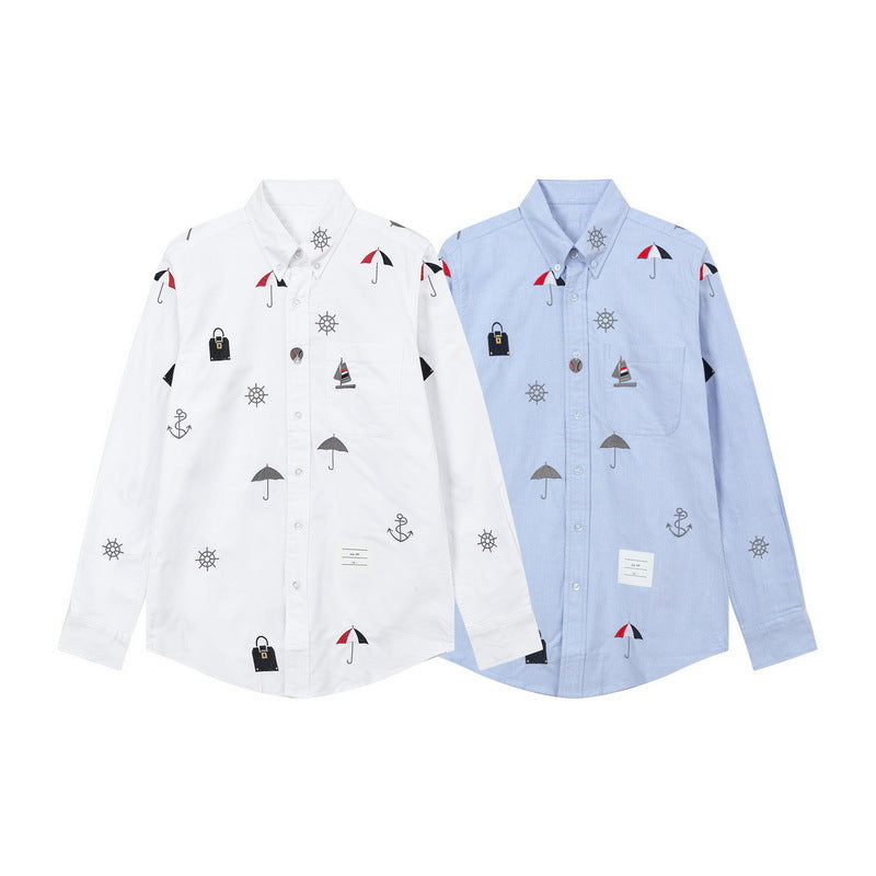 Mens four-stripe inner placket shirt¡ꡧ?¡À¡À?¡ê?  TREND