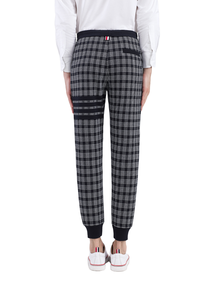 Four-bar striped plaid sweatpants  TREND