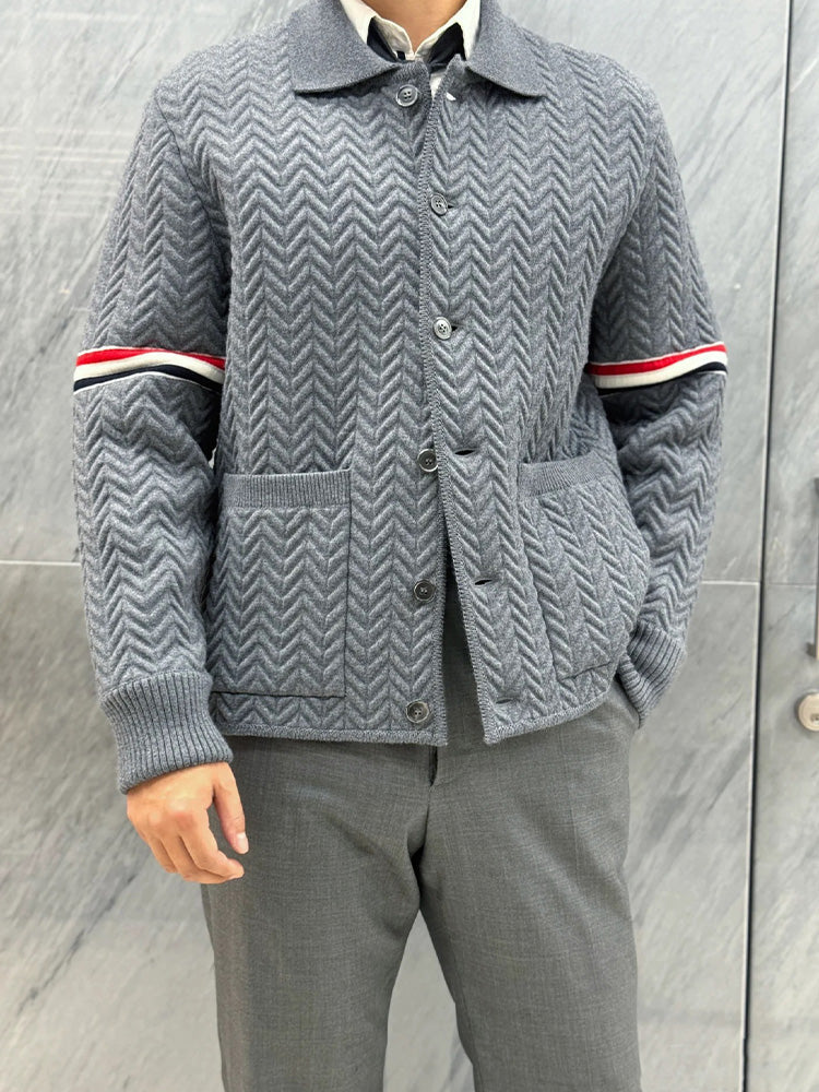 Unisex Herringbone Cardigan Jacket  TREND
