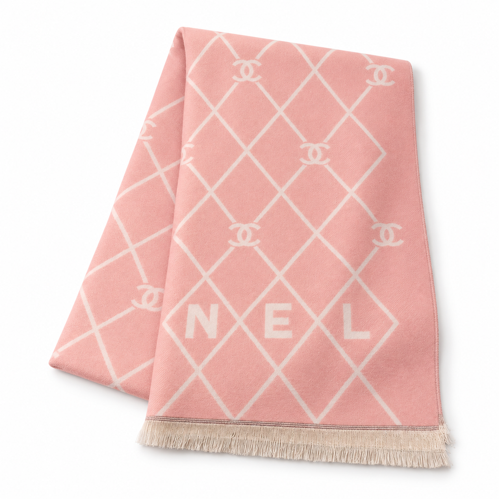 Chanel Style Diamond Lattice Logo Scarf in Pink