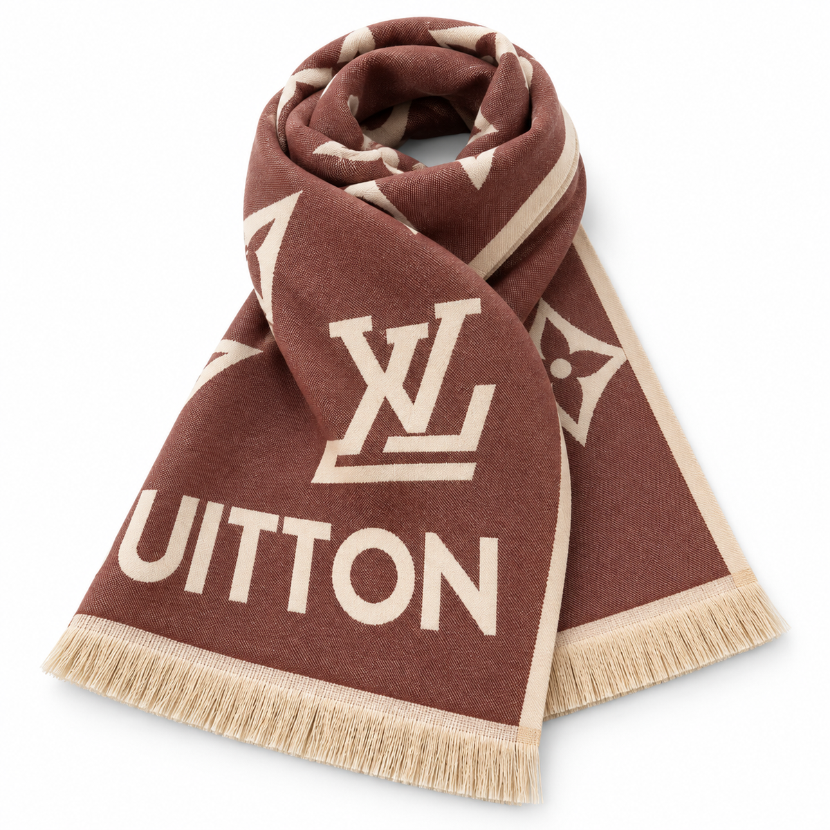 Louis Vuitton Style Oversized Monogram Scarf in Navy