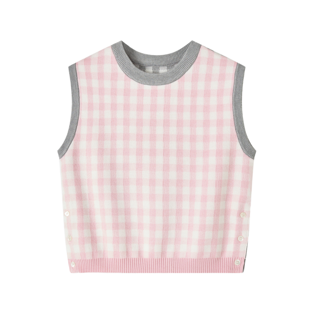 2025SS  Colorblock plaid vest THOM TREND