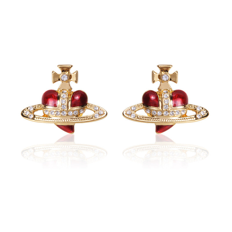 Vivienne Westwood Enamel Heart Orb Stud Earrings