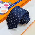 Louis Vuitton Style Men's Monogram Micro Pattern Silk Tie - Detail Image 2