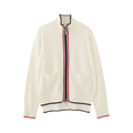 Stand collar double zip wool sweater
