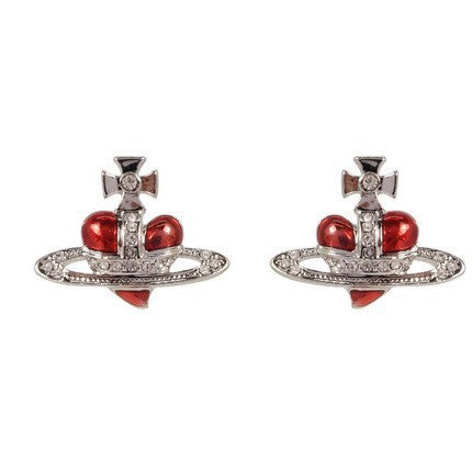 Vivienne Westwood Enamel Heart Orb Stud Earrings