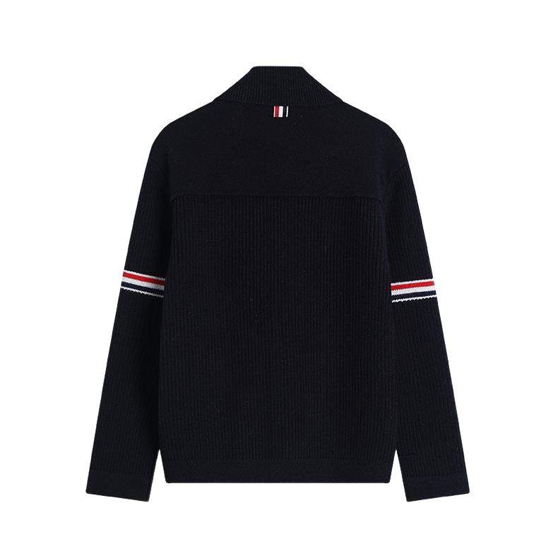 Mens double sleeve striped wool coat 