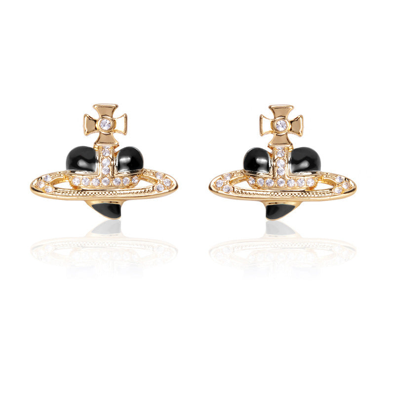 Vivienne Westwood Enamel Heart Orb Stud Earrings