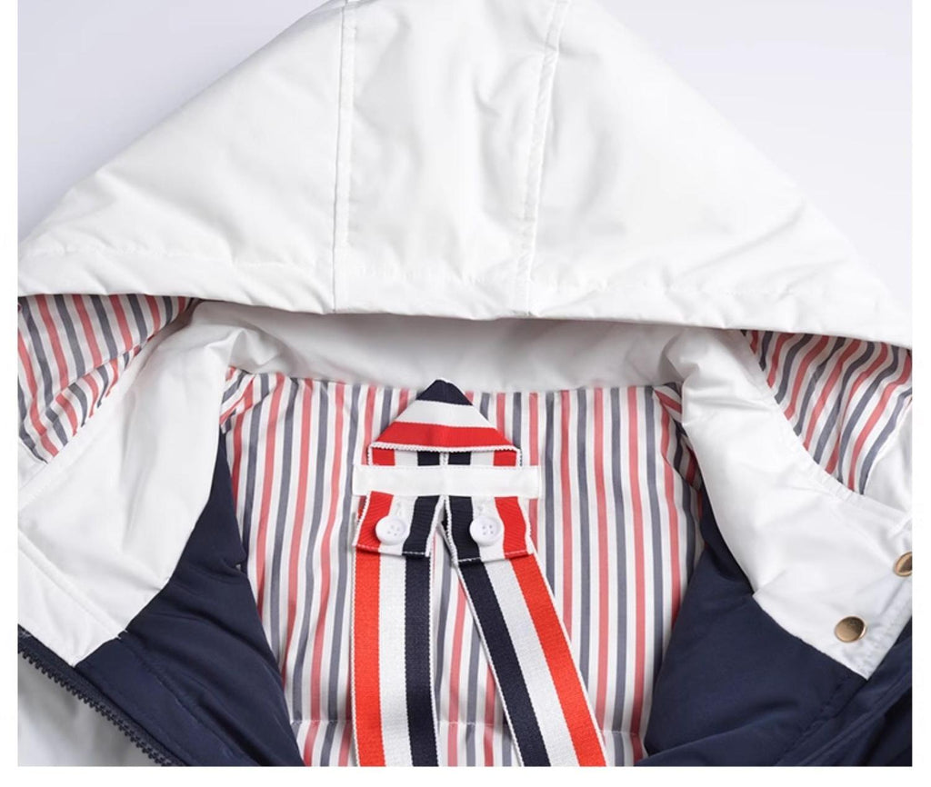 Unisex long coat with hood and white placket  TREND