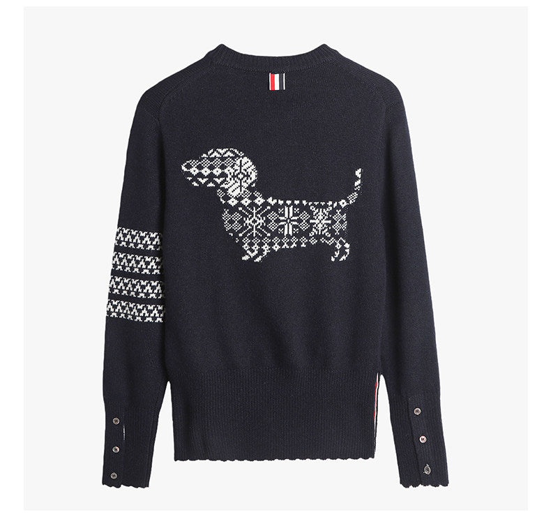 2026SS Men's Four-Stripe Crew Neck Knit Sweater