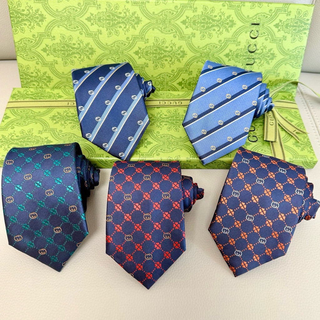 Gucci Style Men's Interlocking G Stripe Silk Tie - Main Image
