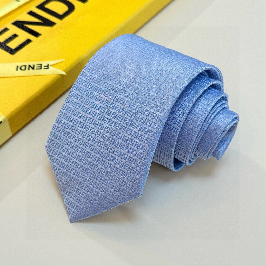 Fendi Style Men's Textured Solid Silk Tie - Detail Image 2