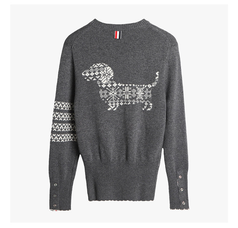 2026SS Men's Four-Stripe Crew Neck Knit Sweater
