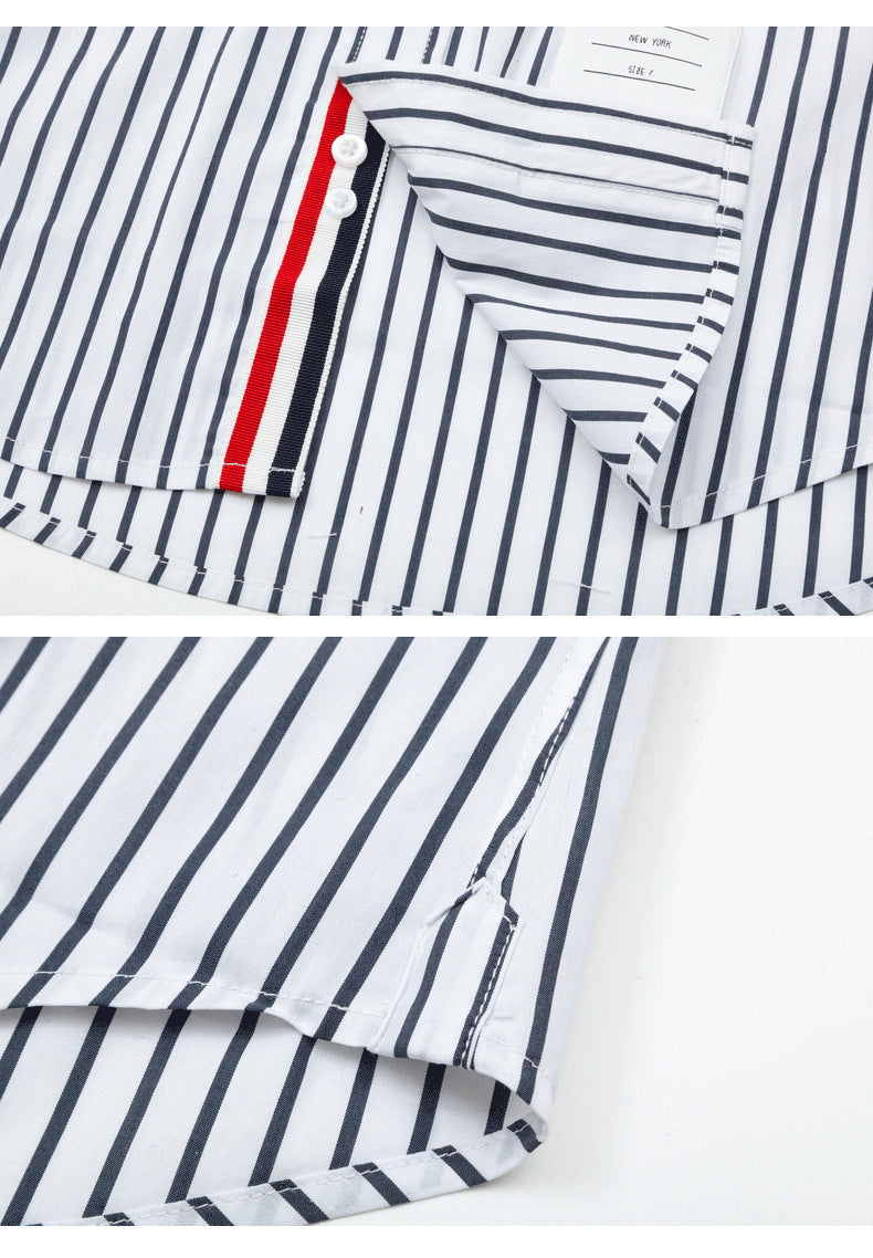 Blue and white patchwork shirt????¨¤?¨¤??¨º?  TREND