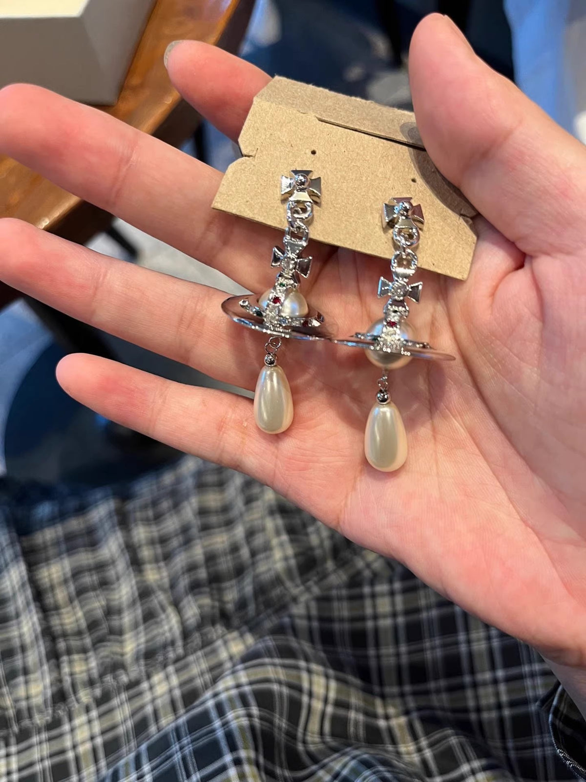 Vivienne Westwood Classic Saturn Orb Pearl Earrings