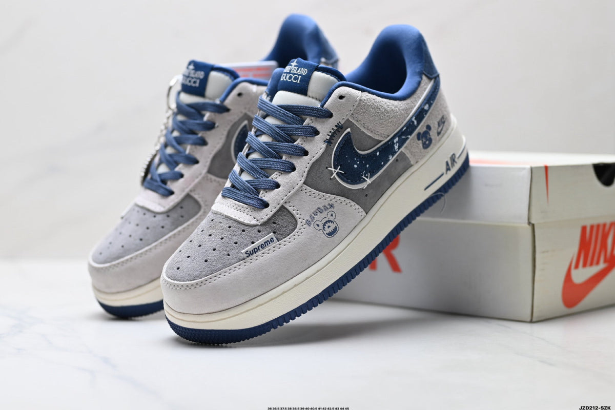Nike Air Force 1 '07 LV8 Graphic Low-Top Sneakers – Grey/Navy