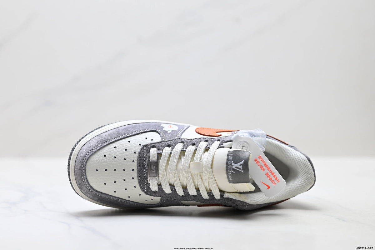 Nike Air Force 1 '07 LV8 Monogram Graphic Low-Top Sneakers – Grey/Orange