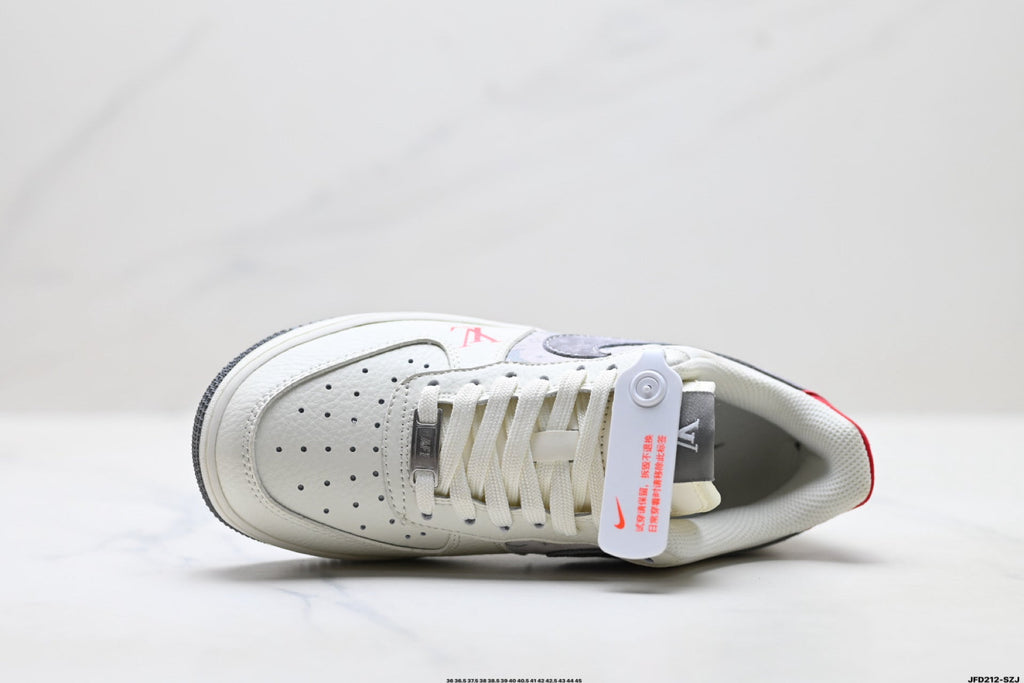 Nike Air Force 1 '07 LV8 Monogram Graphic Low-Top Sneakers – White/Grey/Red