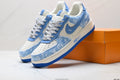 Nike Air Force 1 '07 LV8 Denim Monogram Low-Top Sneakers – Blue/White
