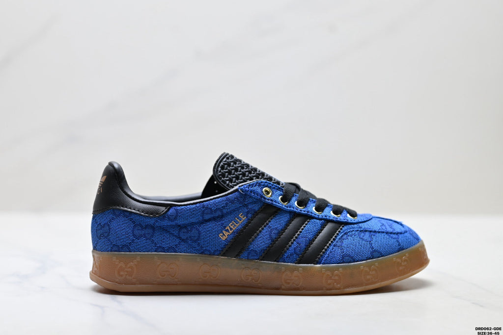adidas x Gucci Gazelle Blue GG Monogram Low-Top Sneakers