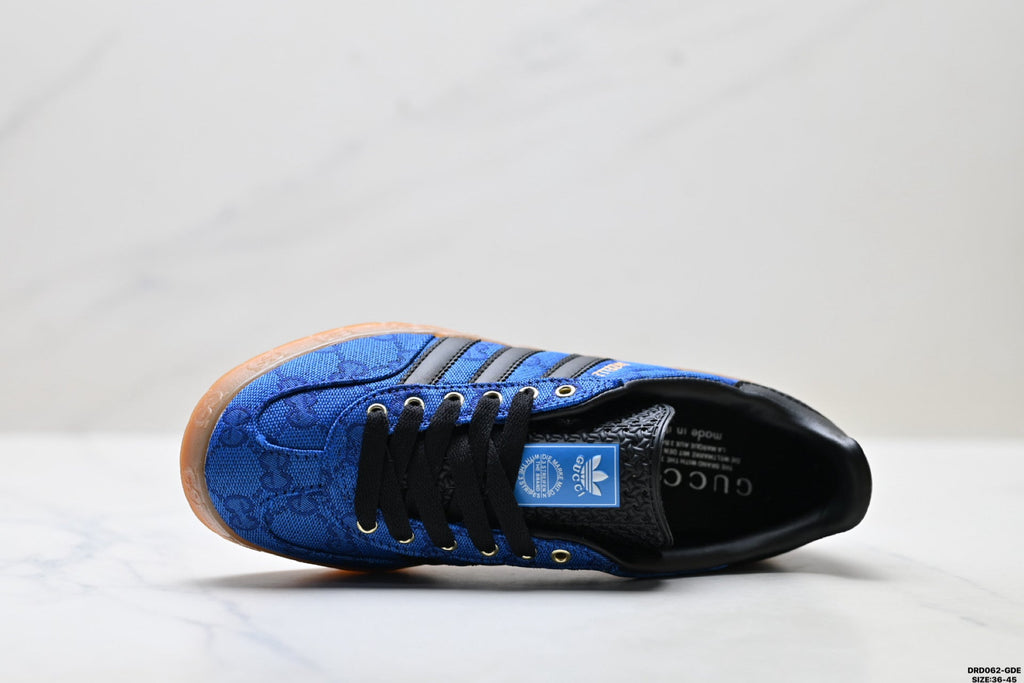 adidas x Gucci Gazelle Blue GG Monogram Low-Top Sneakers