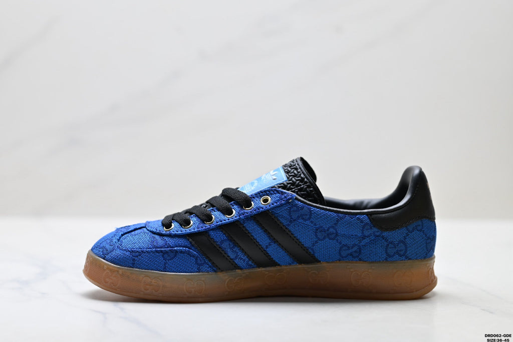 adidas x Gucci Gazelle Blue GG Monogram Low-Top Sneakers