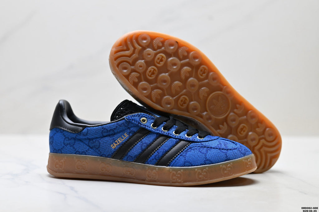 adidas x Gucci Gazelle Blue GG Monogram Low-Top Sneakers