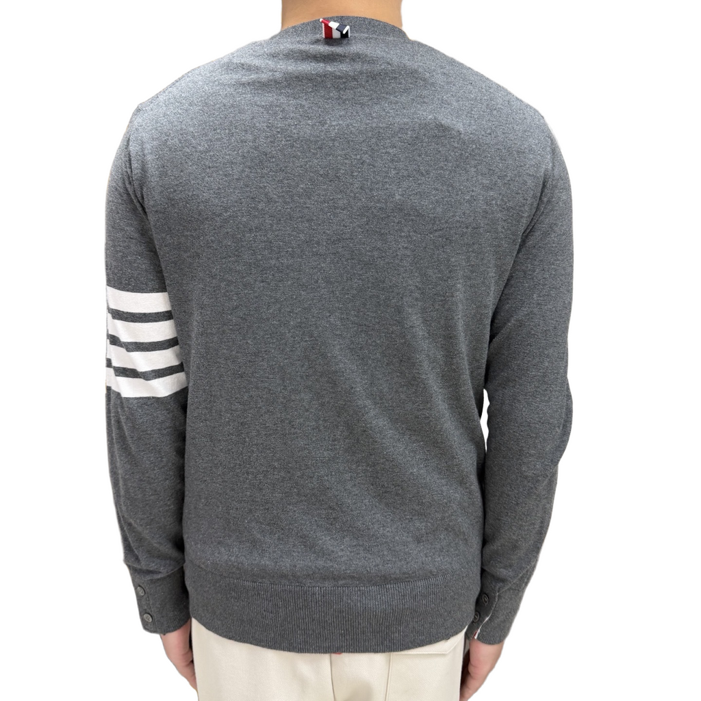 Tennis Racket Jacquard V-Neck Knit Cardigan THOM TREND