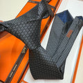 Hermès Style Men's Textured Silk Tie - Detail Image 6