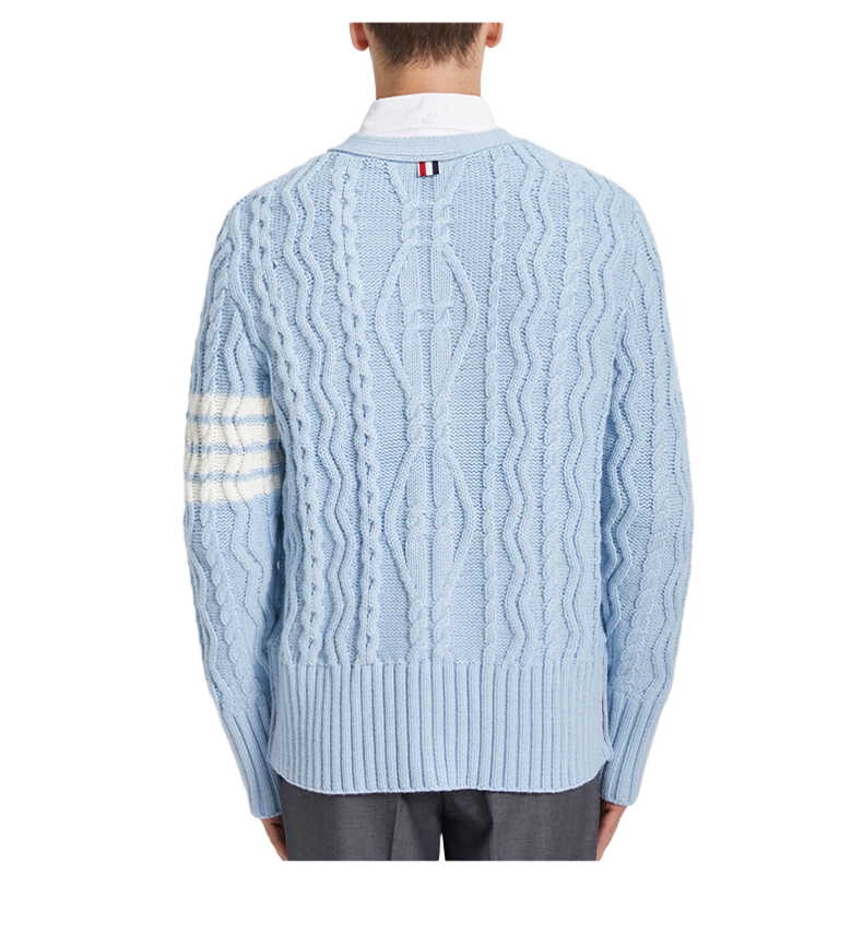 Classic Striped Cable Sweater Jacket  TREND