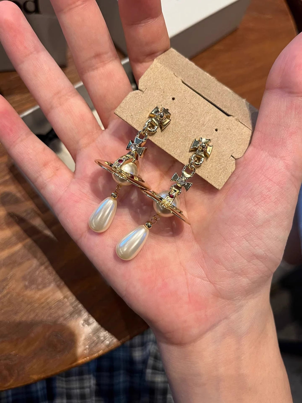 Vivienne Westwood Classic Saturn Orb Pearl Earrings