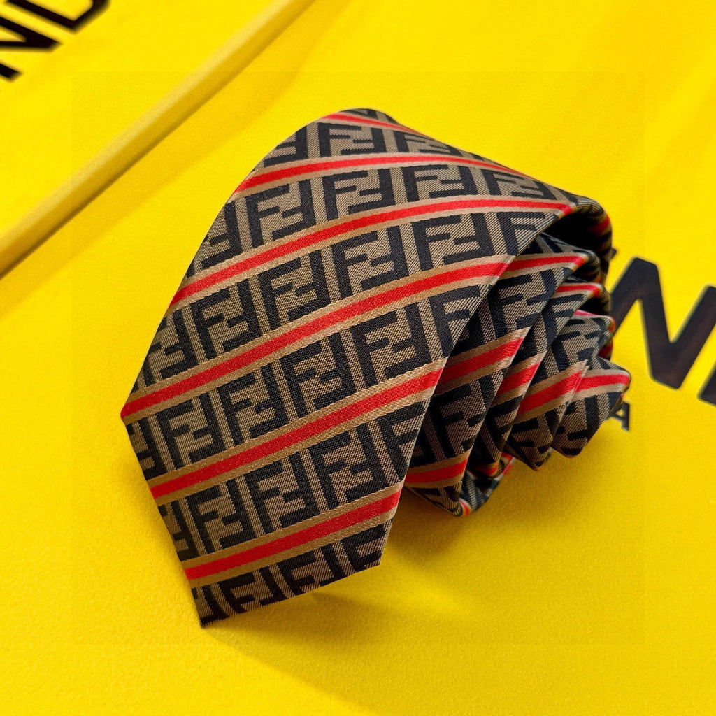 Fendi Style Men's FF Diagonal Jacquard Silk Tie - Main Image