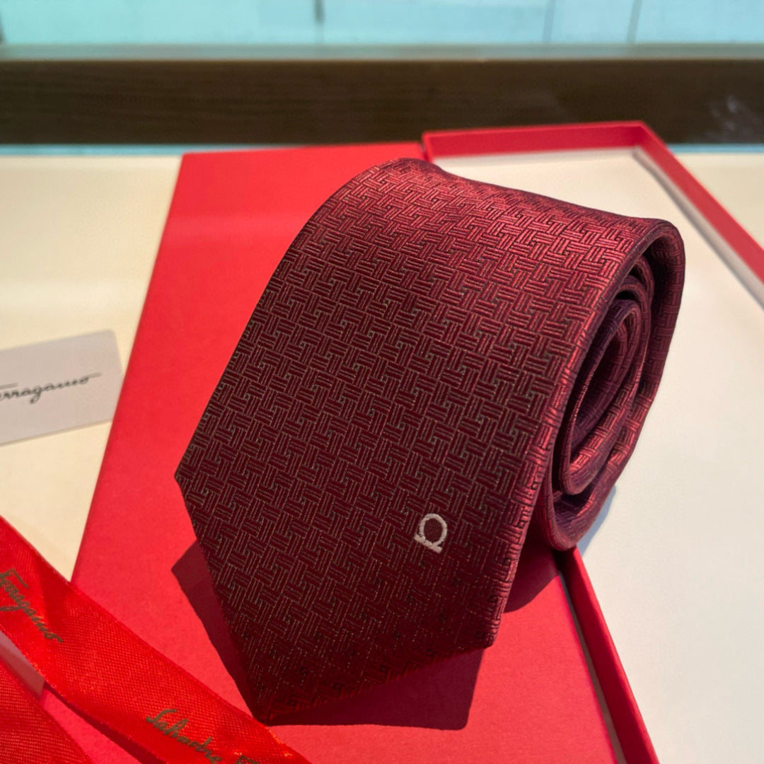 Ferragamo Style Men's Gancini Silk Tie - Detail Image 2