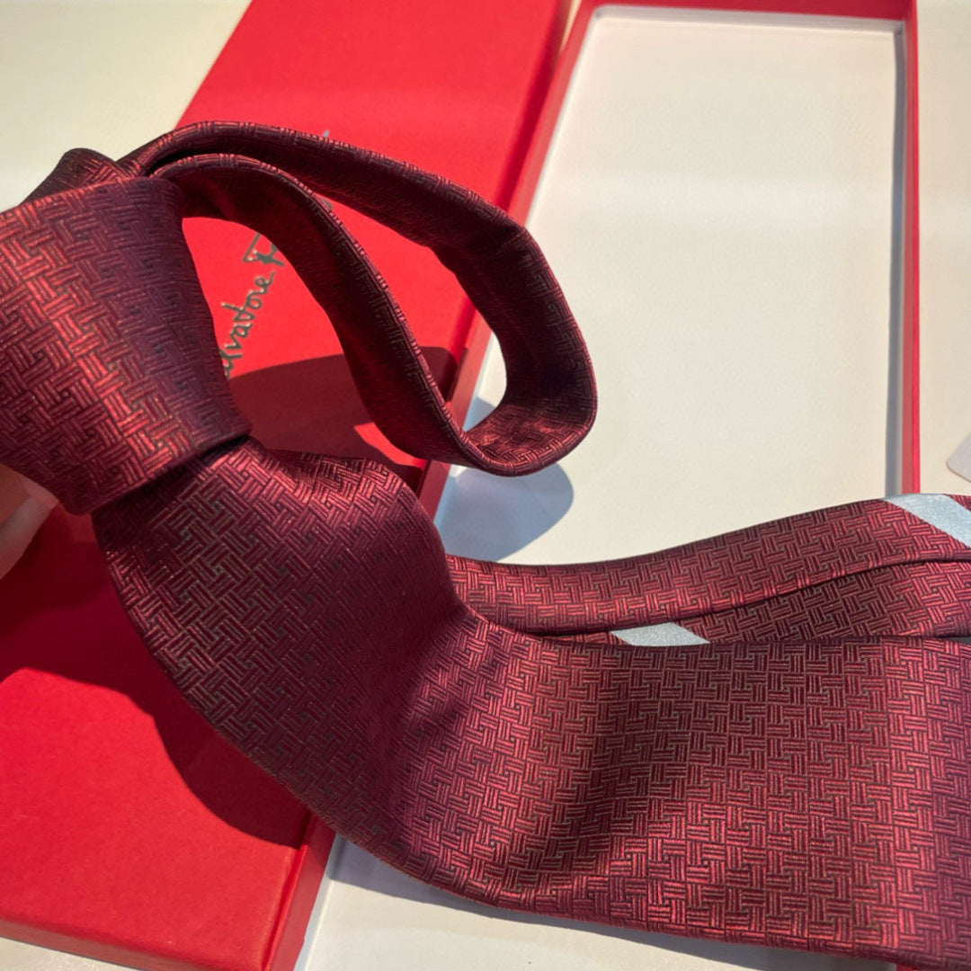 Ferragamo Style Men's Gancini Silk Tie - Detail Image 4
